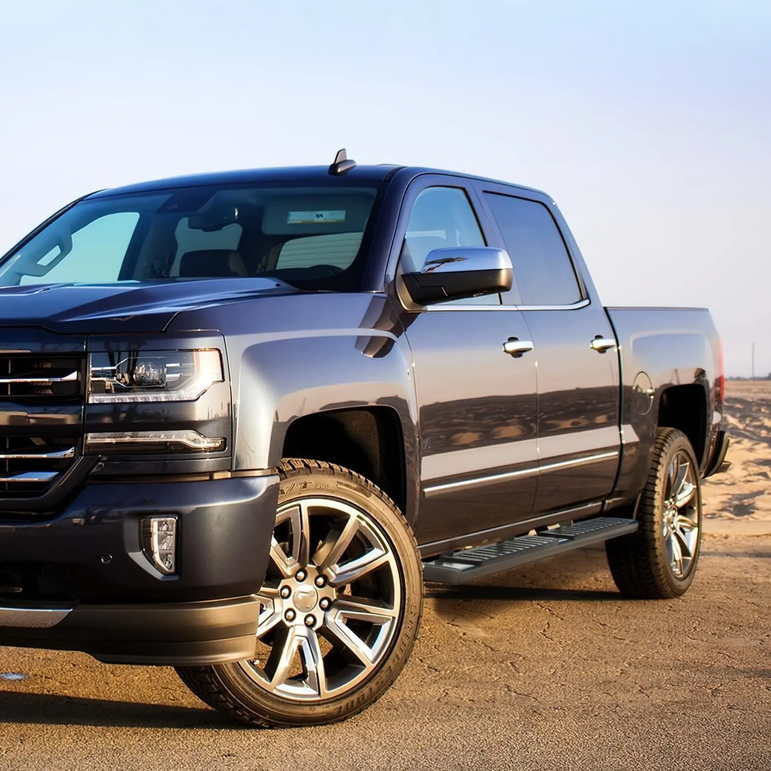 2007-2018 Chevy Silverado/GMC Sierra 1500 Double Extended Cab 2007-2019 Chevy Silverado/GMC Sierra 2500HD 3500HD 6 Inch Aluminum Side Step Nerf Bars Running Boards