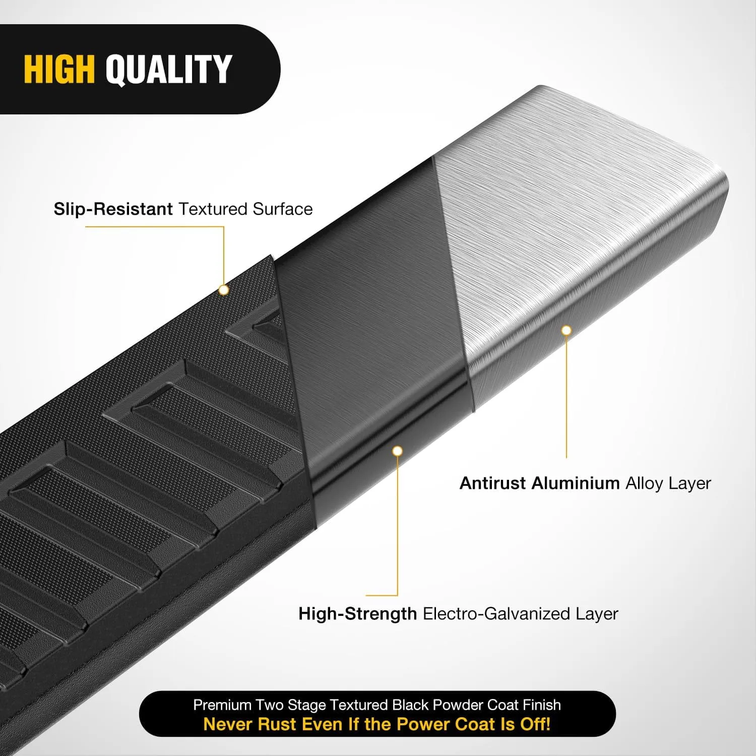 2007-2018 Chevy Silverado/GMC Sierra 1500 Double Extended Cab 2007-2019 Chevy Silverado/GMC Sierra 2500HD 3500HD 6 Inch Aluminum Side Step Nerf Bars Running Boards