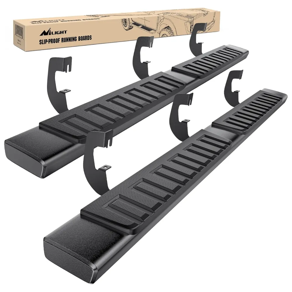 2007-2018 Chevy Silverado/GMC Sierra 1500 Double Extended Cab 2007-2019 Chevy Silverado/GMC Sierra 2500HD 3500HD 6 Inch Aluminum Side Step Nerf Bars Running Boards