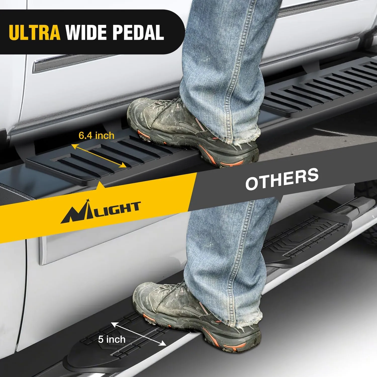 2007-2018 Chevy Silverado/GMC Sierra 1500 Double Extended Cab 2007-2019 Chevy Silverado/GMC Sierra 2500HD 3500HD 6 Inch Aluminum Side Step Nerf Bars Running Boards