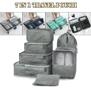 7pc Packing Cubes Luggage Storage Organiser Travel Bags