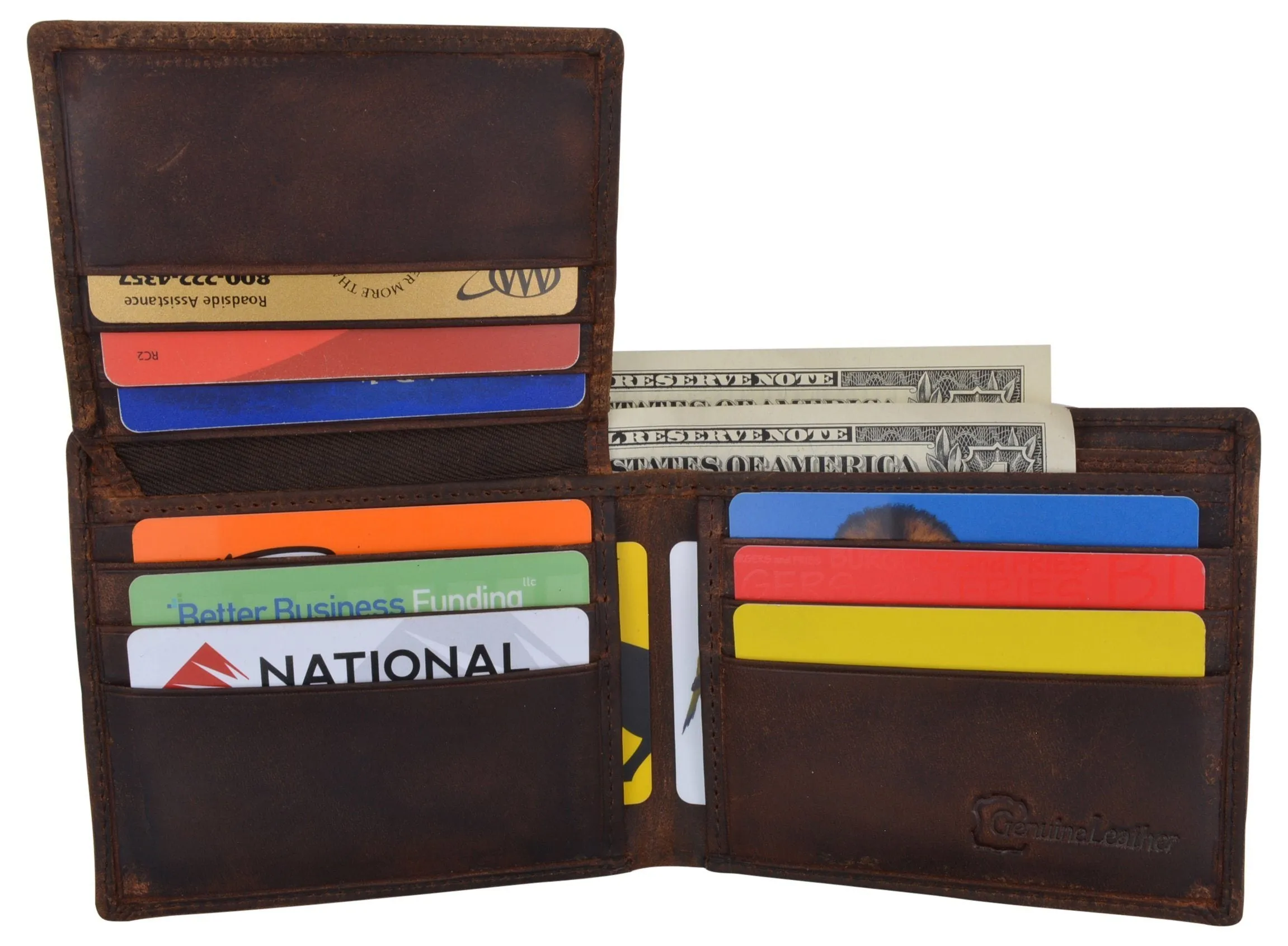 AFONiE RFID Rustic Men Wallet-Los Angeles Design Craft Stamp