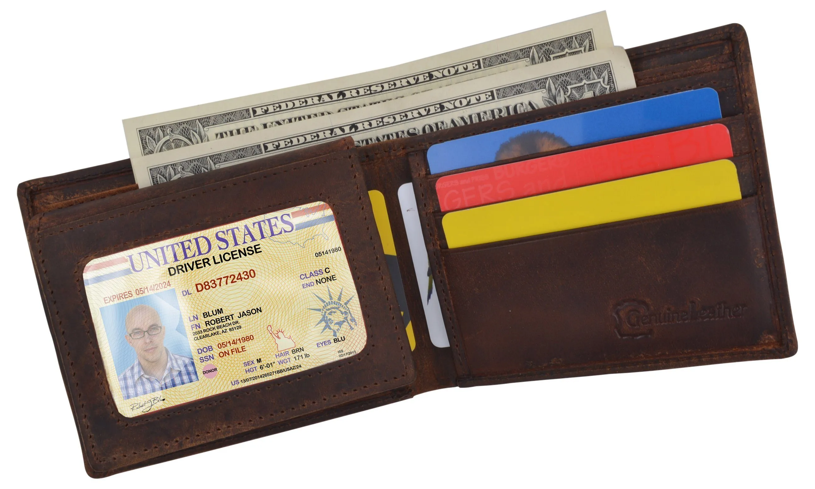 AFONiE RFID Rustic Men Wallet-Los Angeles Design Craft Stamp