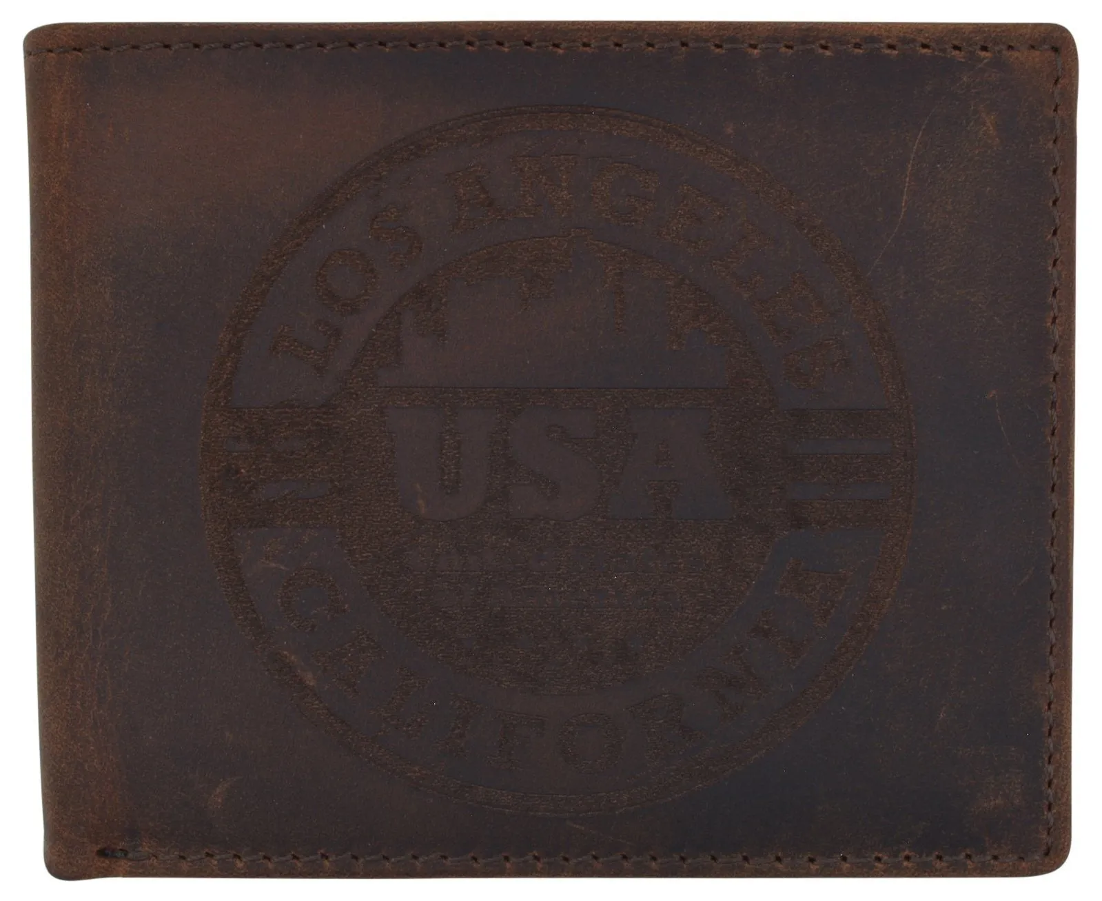 AFONiE RFID Rustic Men Wallet-Los Angeles Design Craft Stamp