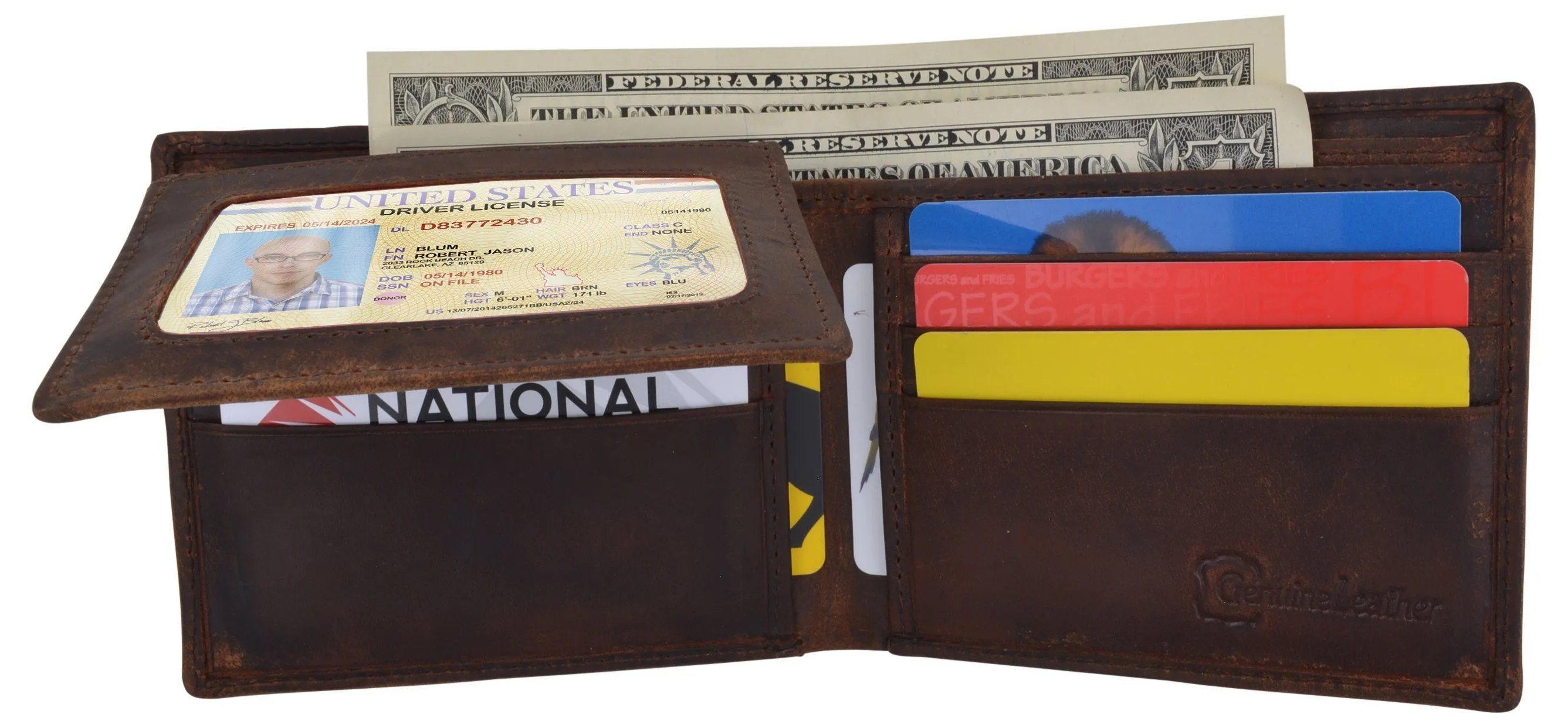 AFONiE RFID Rustic Men Wallet-Los Angeles Design Craft Stamp