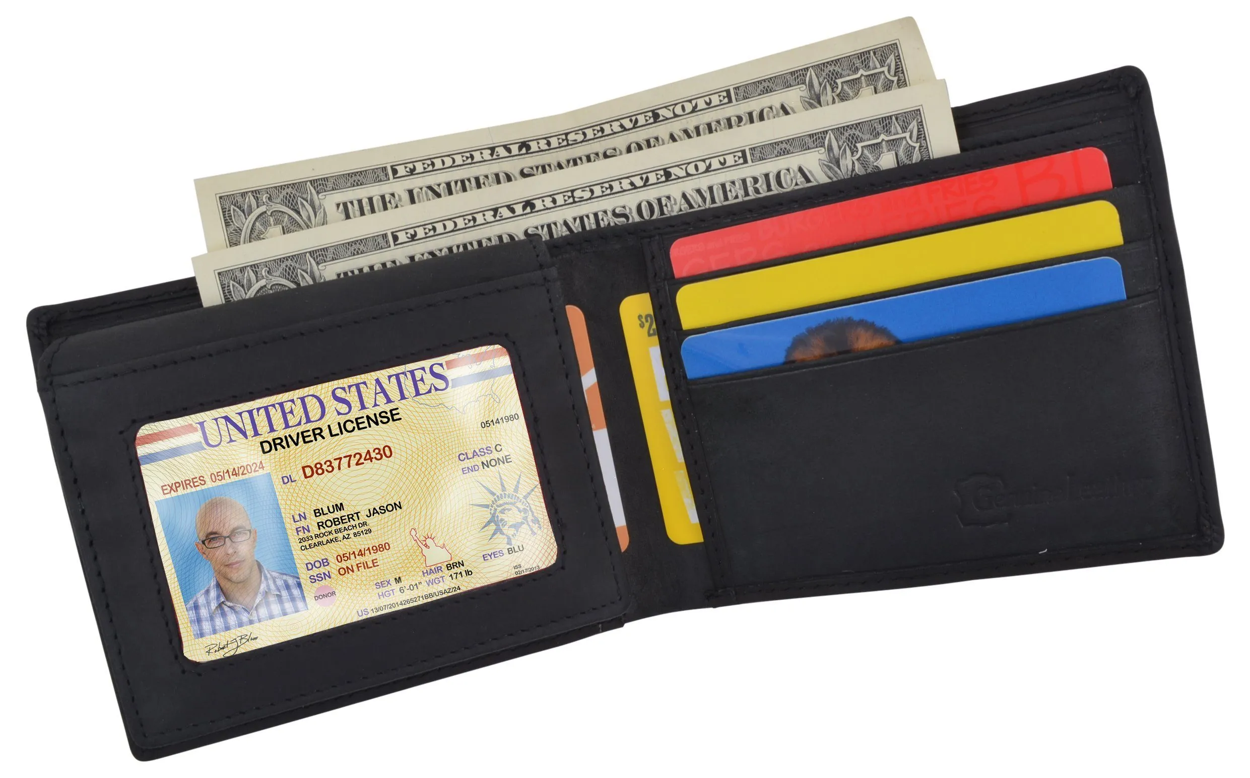 AFONiE RFID Rustic Men Wallet-Los Angeles Design Craft Stamp