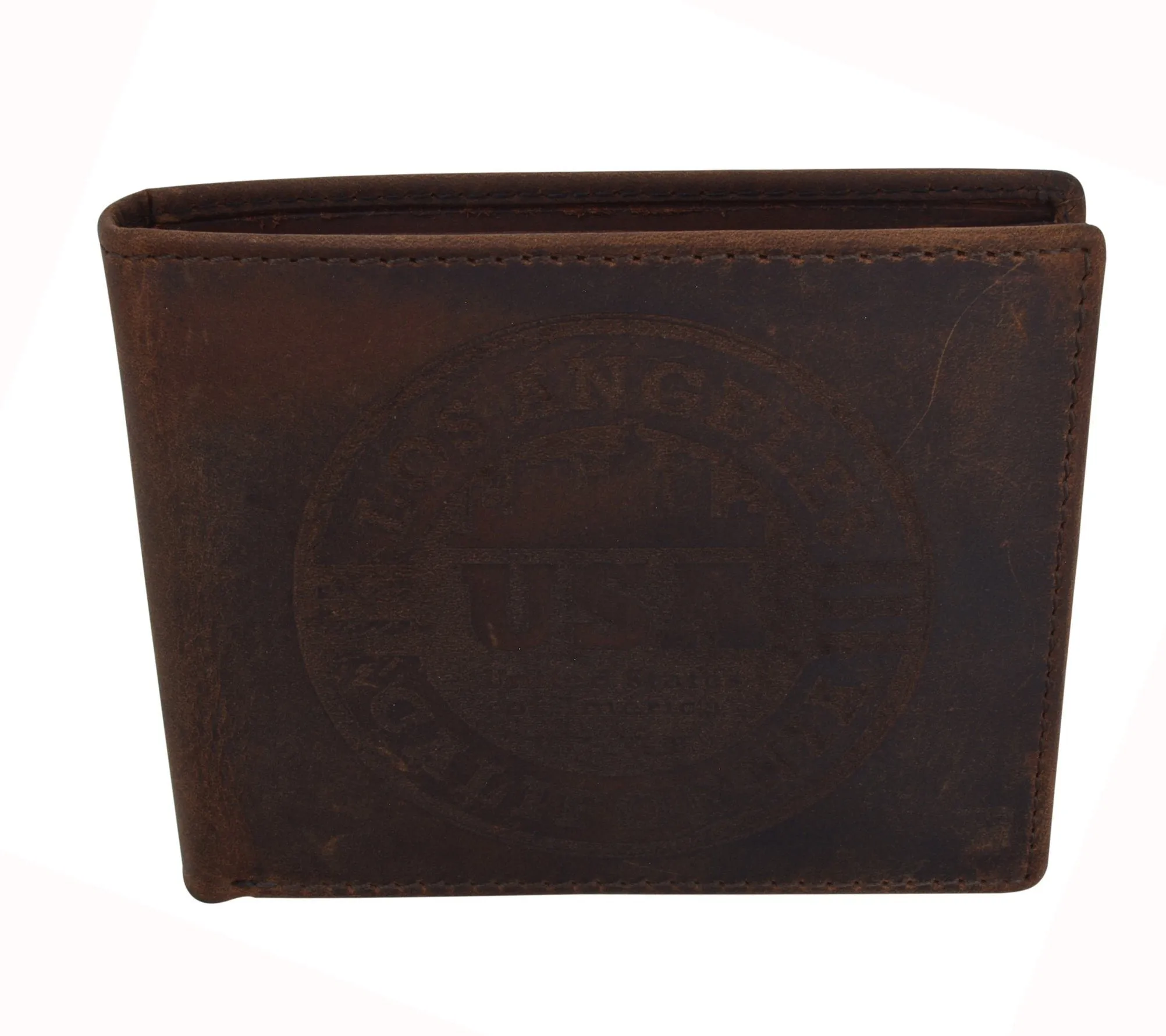 AFONiE RFID Rustic Men Wallet-Los Angeles Design Craft Stamp