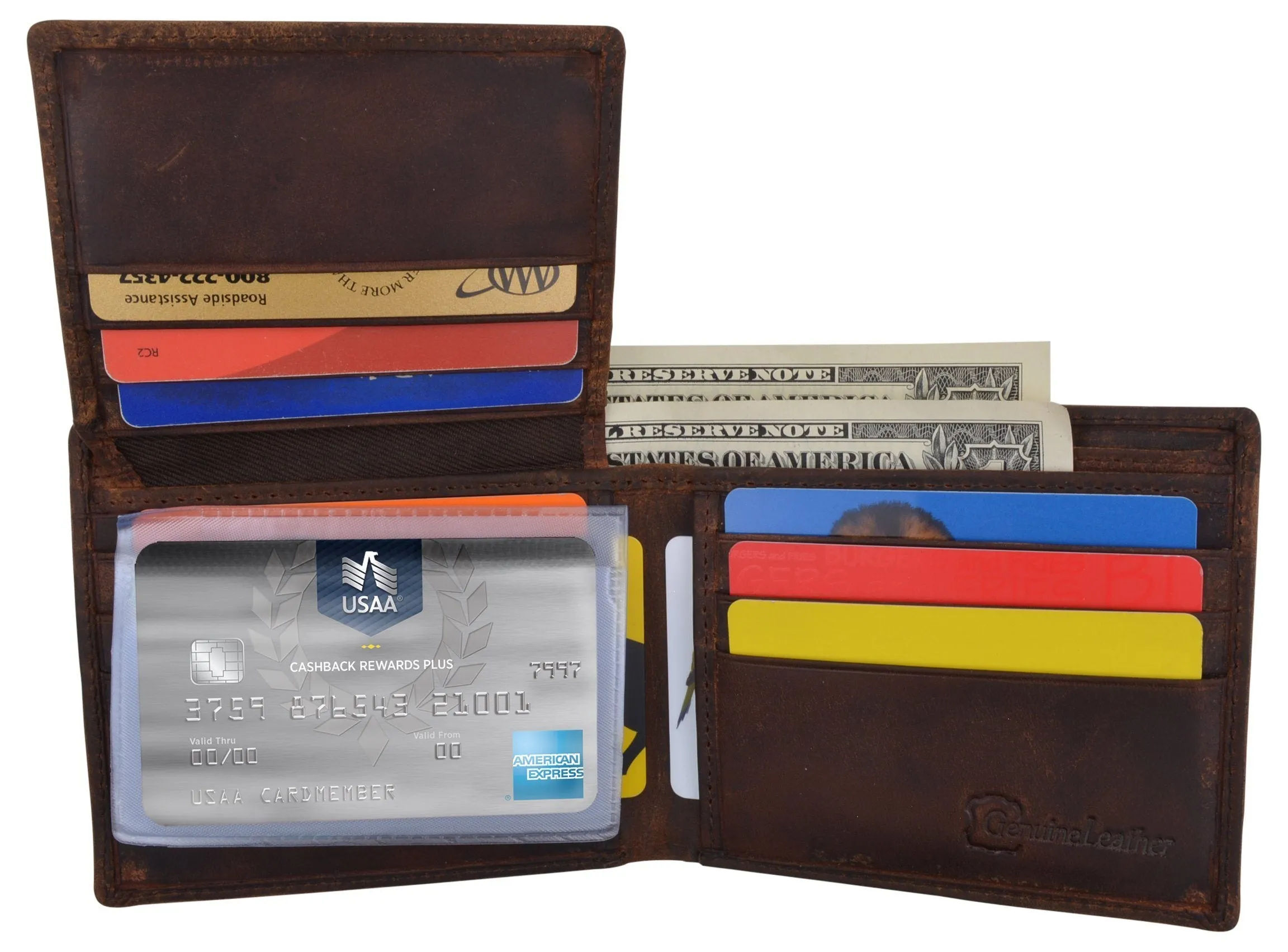 AFONiE RFID Rustic Men Wallet-Los Angeles Design Craft Stamp