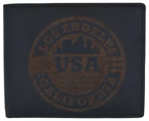 AFONiE RFID Rustic Men Wallet-Los Angeles Design Craft Stamp
