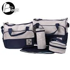 Baby 5 in 1 Baby Diaper bags, Waterproof Travel Bag - DARK BLUE