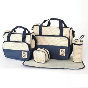 Baby 5 in 1 Baby Diaper bags, Waterproof Travel Bag - DARK BLUE