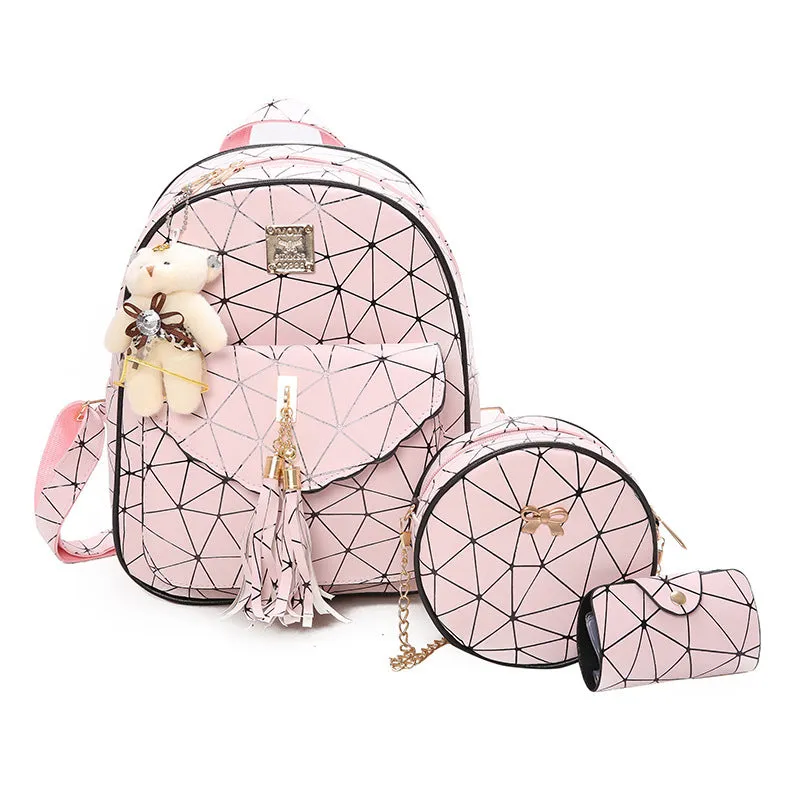 Backpack All-Matching Fashion Three-Piece Set Middle School Student Ladies travel Women shoulder bag