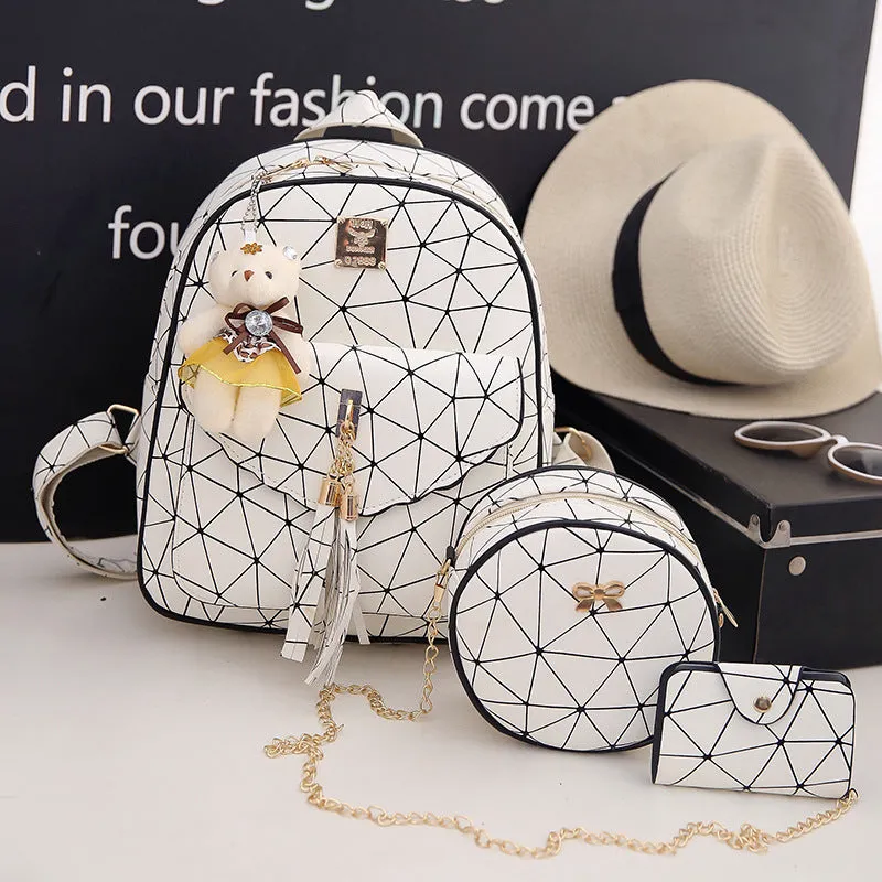 Backpack All-Matching Fashion Three-Piece Set Middle School Student Ladies travel Women shoulder bag