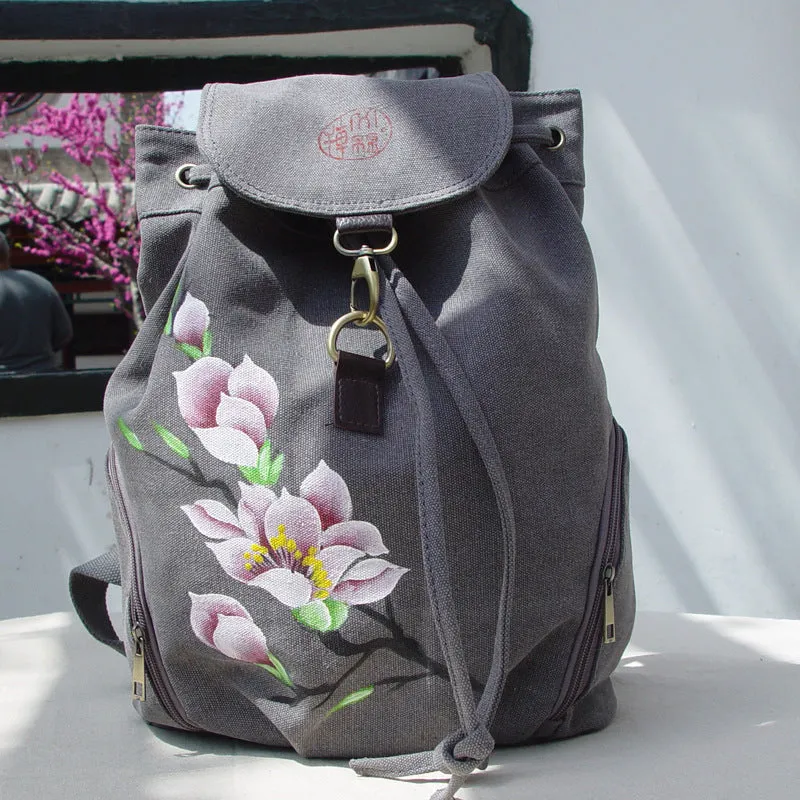 Backpack Canvas Hand-Painted Chinese Ethnic Style Women's Backpack Hand-Painted Bag