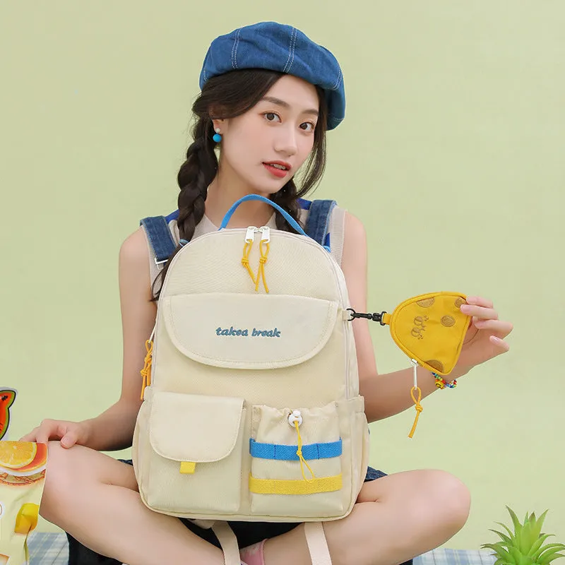 Backpack Large Capacity Japanese Korean Junior High School Student Macaron Class Schoolbag College Student