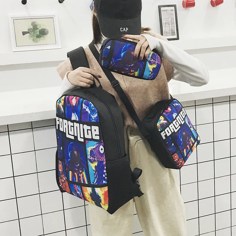 Backpack Large Capacity Three-Piece Set High School and College Student Schoolbag Travel Bag