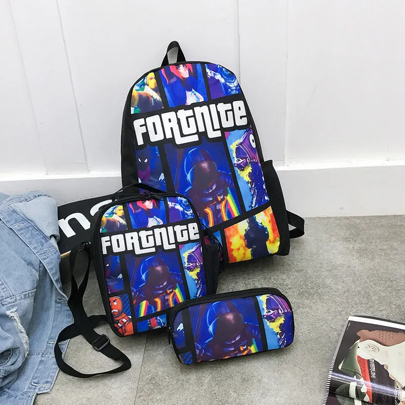 Backpack Large Capacity Three-Piece Set High School and College Student Schoolbag Travel Bag