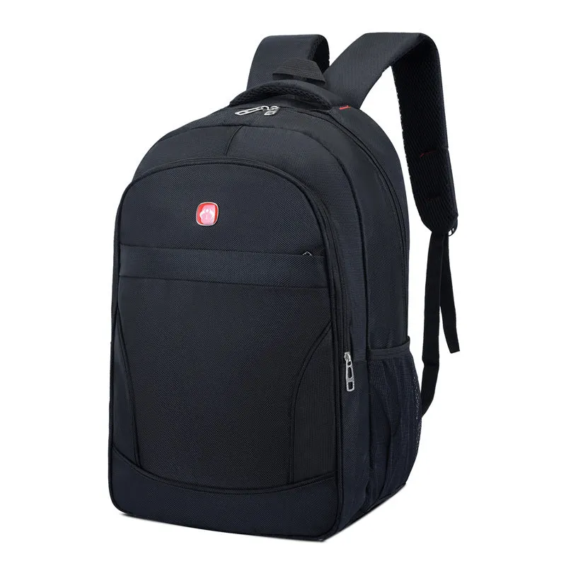 Backpack Men's  Simple Fashion Student Schoolbag Black  Computer Bag 16-Inch New