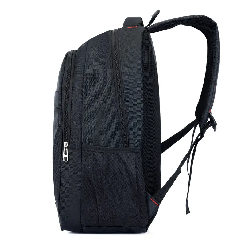 Backpack Men's  Simple Fashion Student Schoolbag Black  Computer Bag 16-Inch New