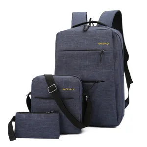 Backpack New Casual Men's  Three-Piece Outdoor Travel Computer  Female Junior High School Student Schoolbag