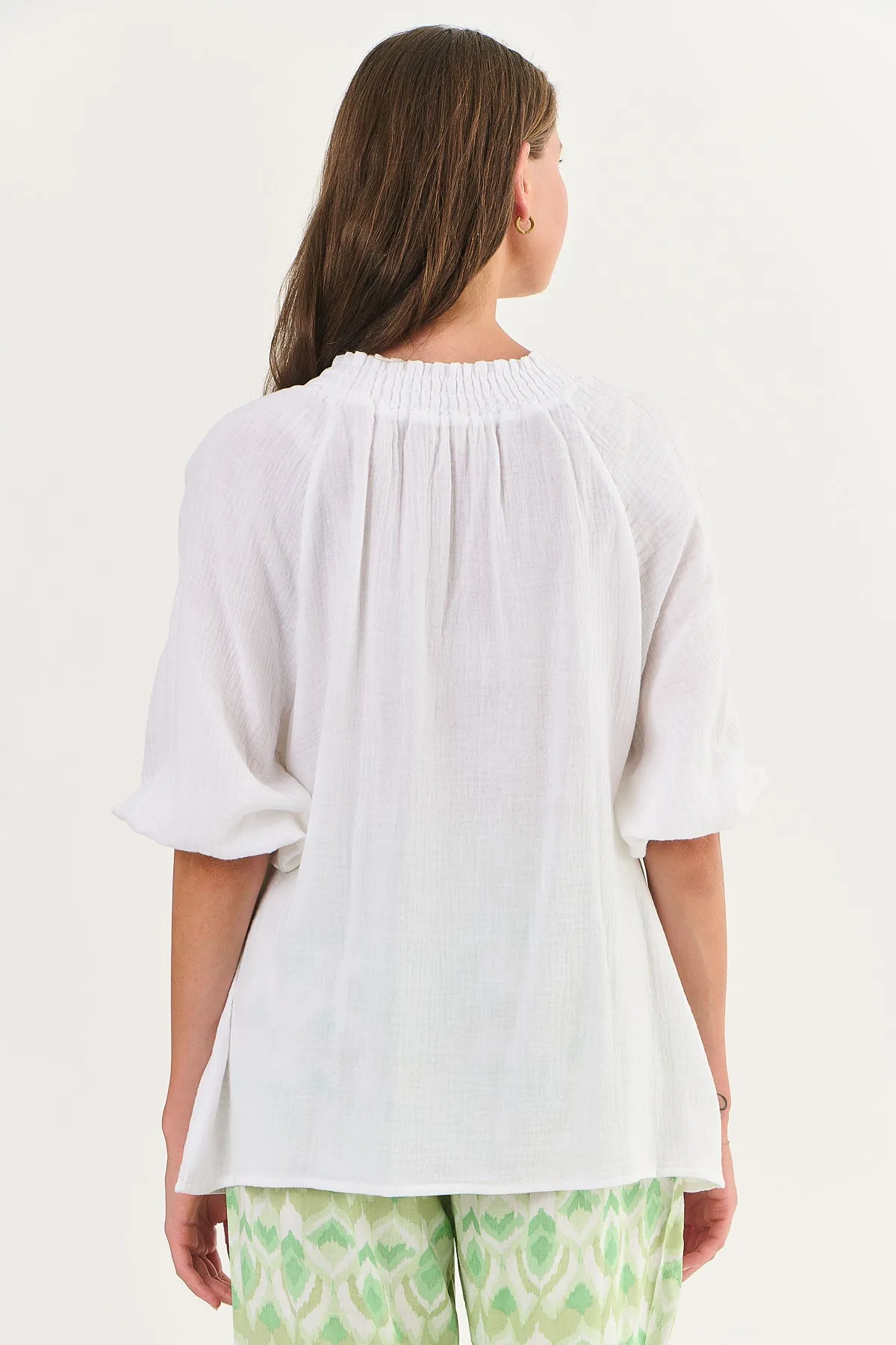 Cotton V-Neck Tassel Top
