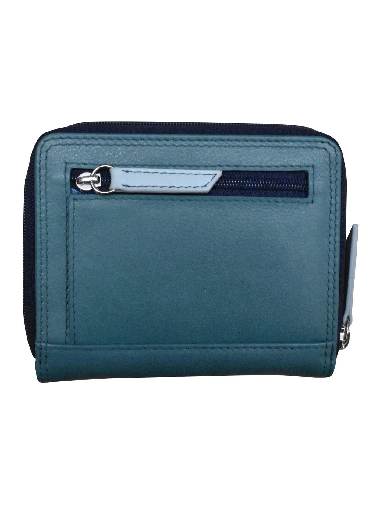 Denim Multi-Small Zip Rfid Leather Wallet