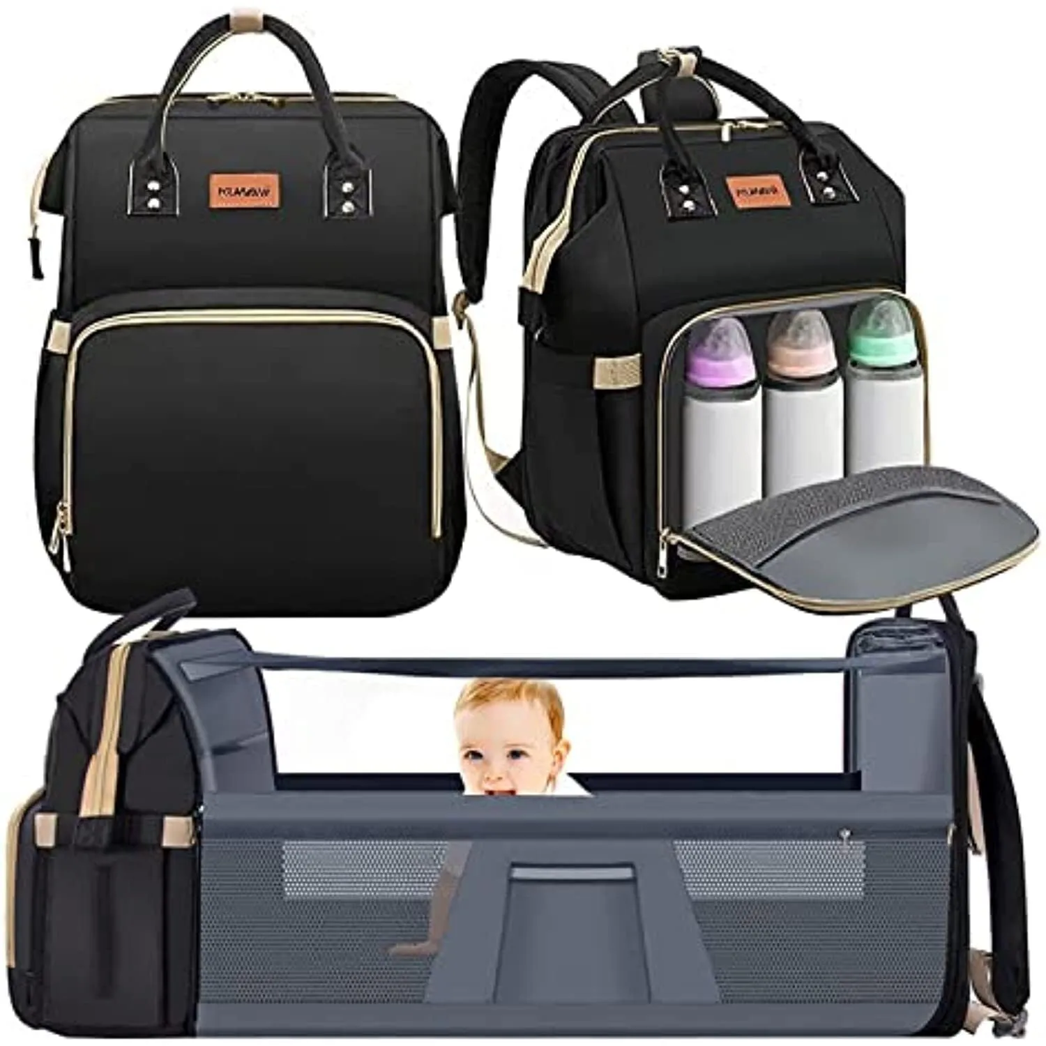 Diaper Bag Backpack, KUWANI Baby Diaper Bag with Changing Station for Boys