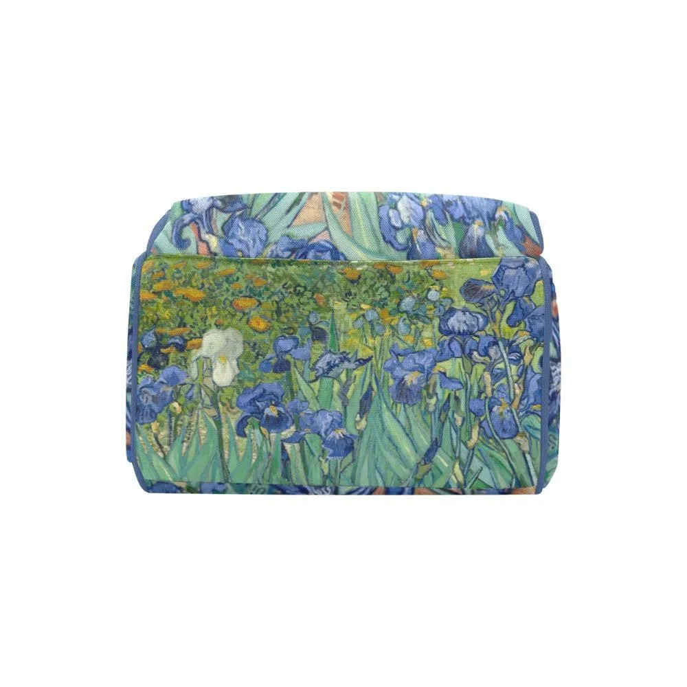 Diaper Bag - Vintage Art | Vincent van Gogh: Irises | Multi Compartment Backpack, Babygirl Custom Diaper Bag, Hipster Diaper Backpack