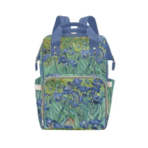 Diaper Bag - Vintage Art | Vincent van Gogh: Irises | Multi Compartment Backpack, Babygirl Custom Diaper Bag, Hipster Diaper Backpack