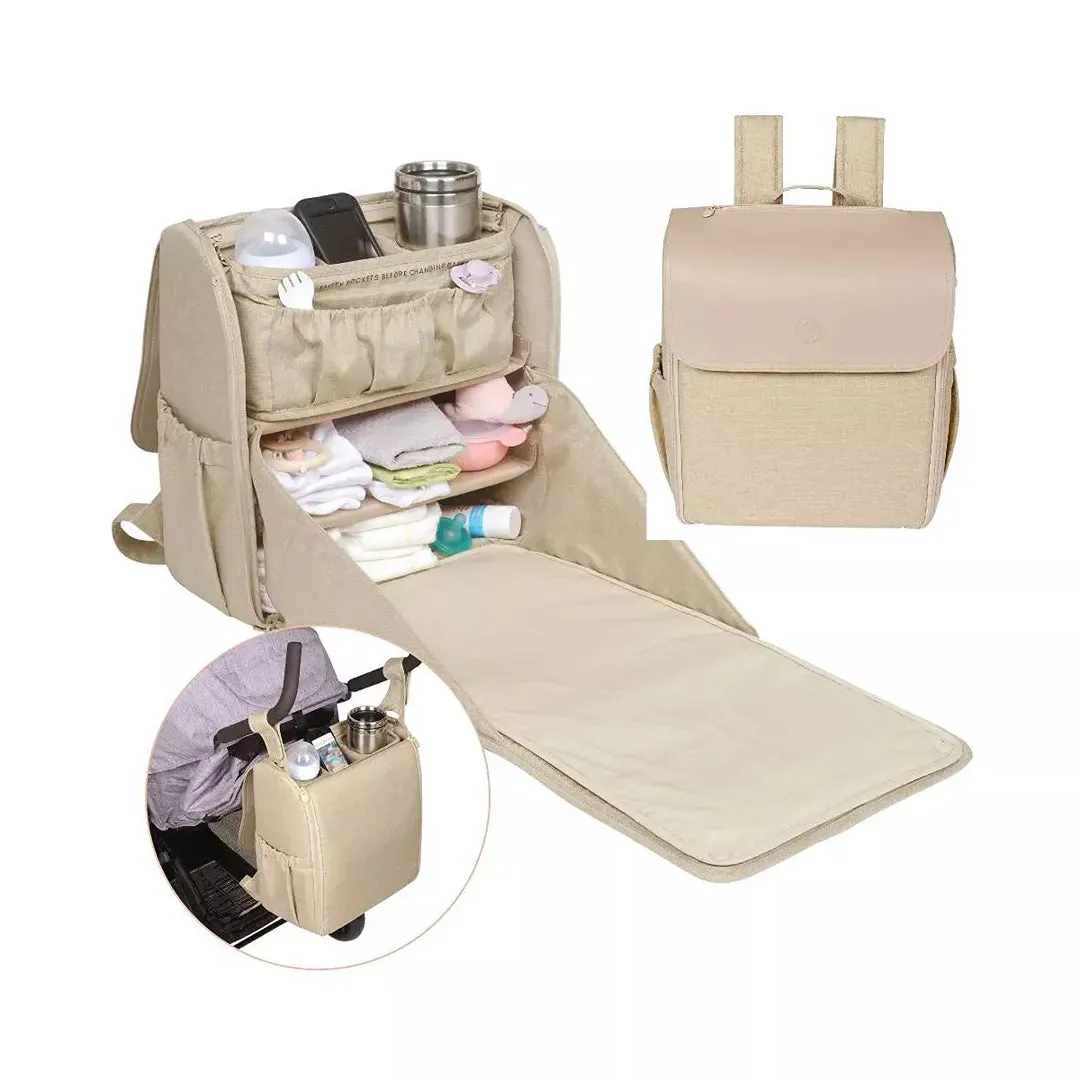 Diaper Bag/Changing Station with Removable Stroller Cady - Oat