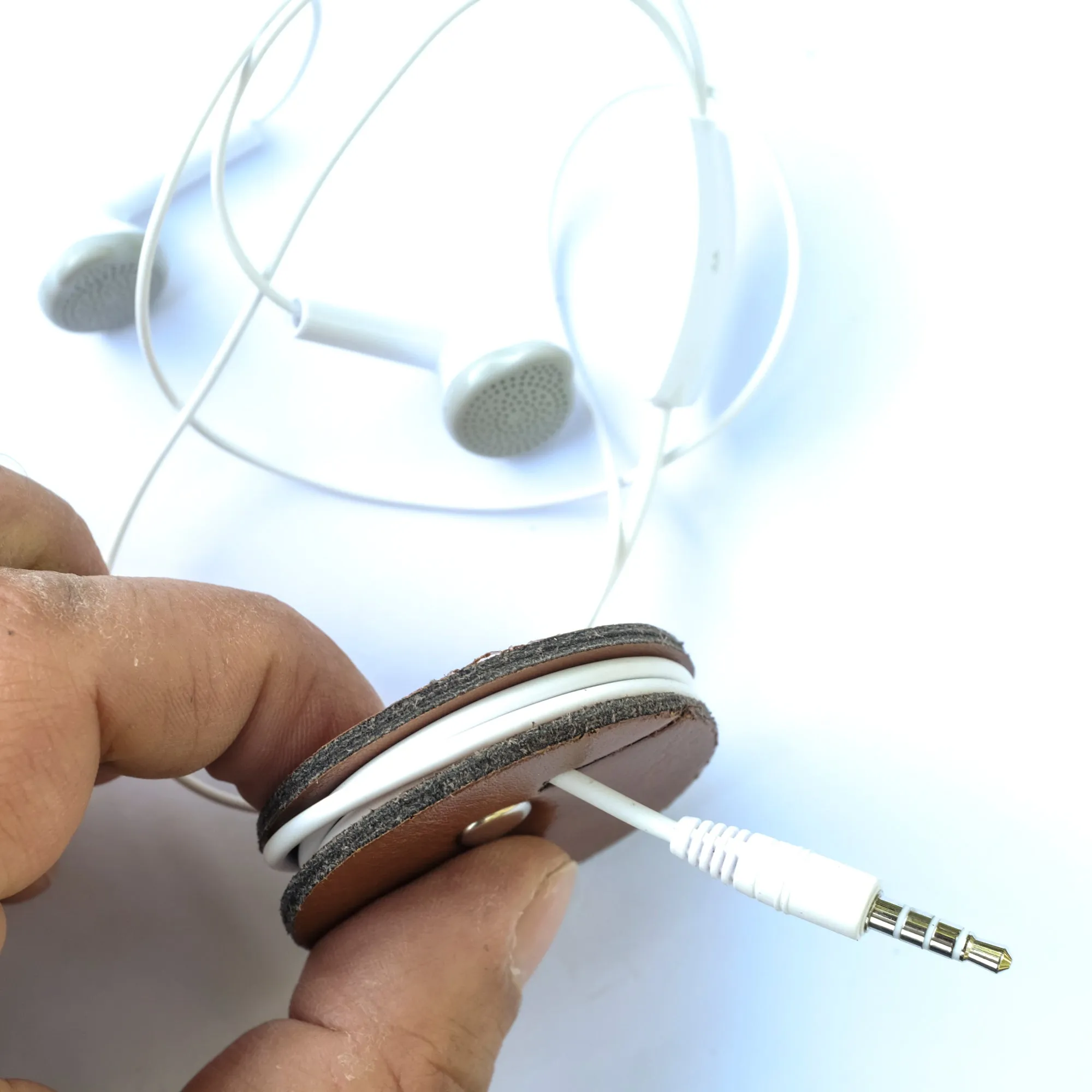 Earphone Holder - Leather Cord Holder