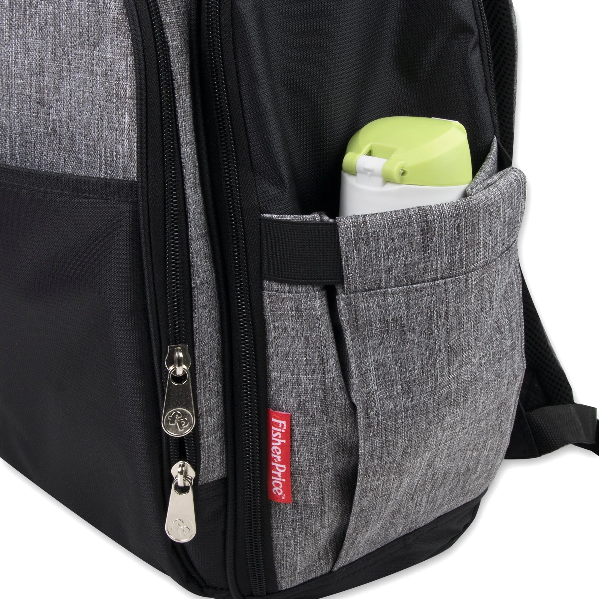 Fisher-Price Fastfinder Multi-Pocket Diaper Bag Backpack - Heather Grey