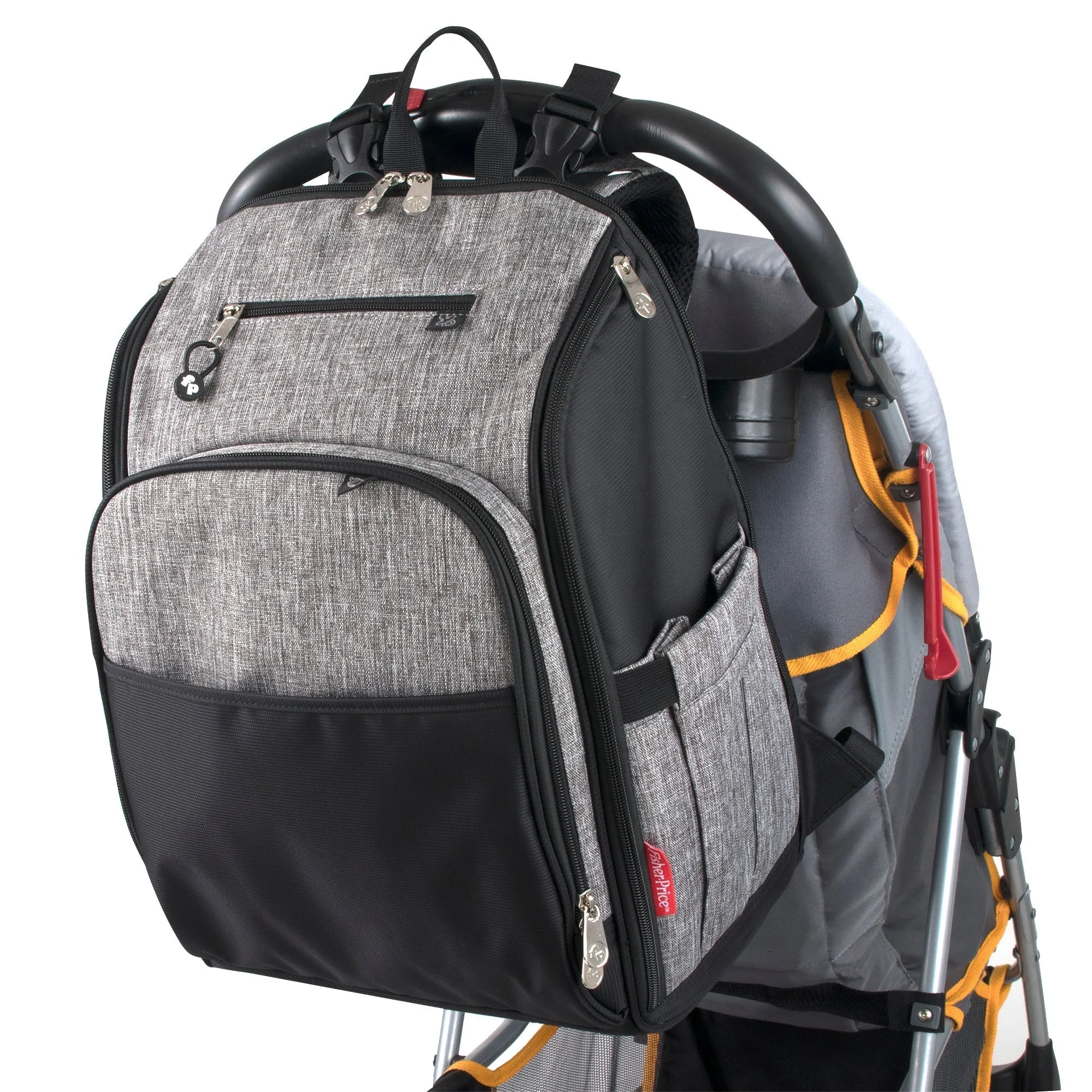 Fisher-Price Fastfinder Multi-Pocket Diaper Bag Backpack - Heather Grey
