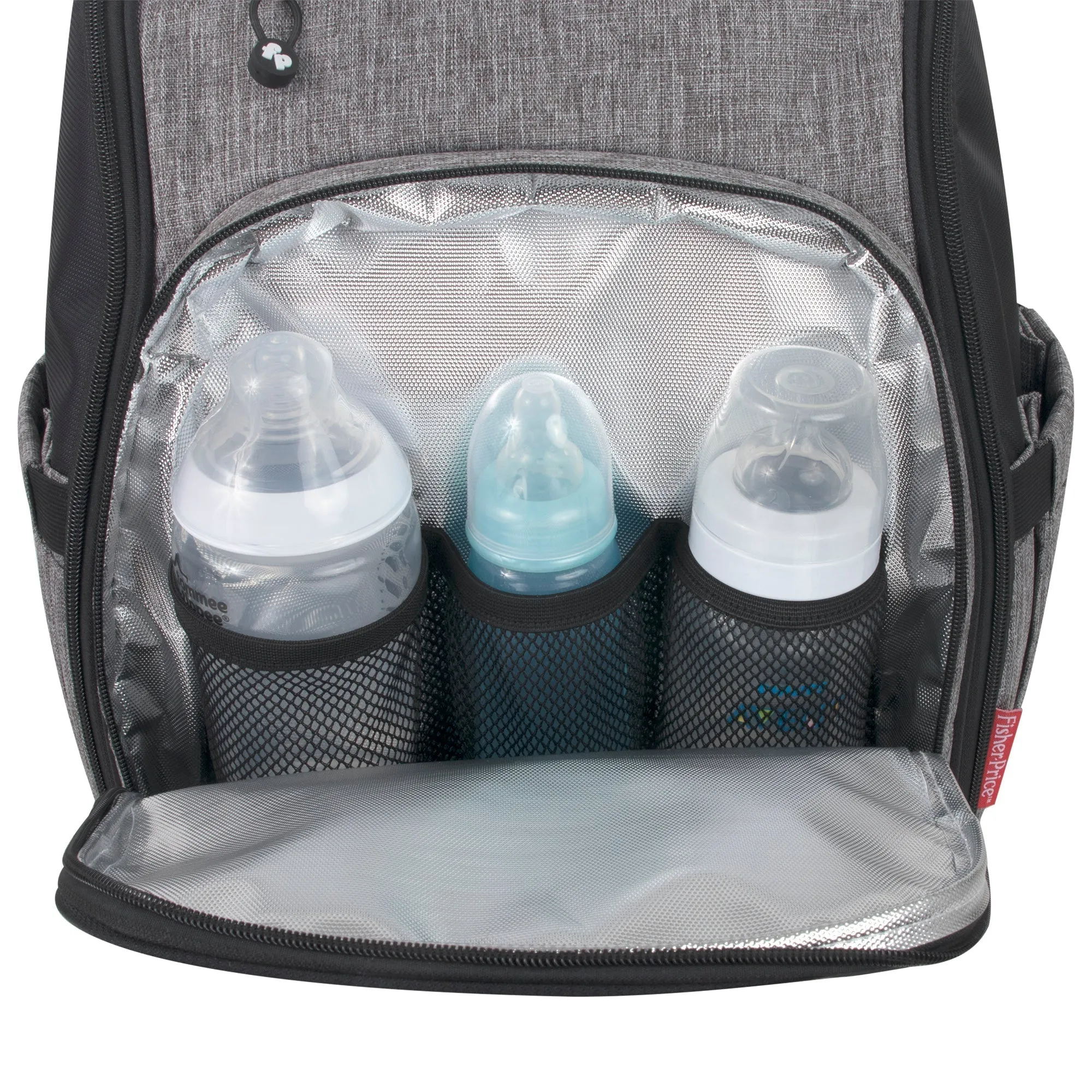 Fisher-Price Fastfinder Multi-Pocket Diaper Bag Backpack - Heather Grey