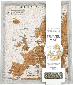 Grey Europe Travel Map with Pins