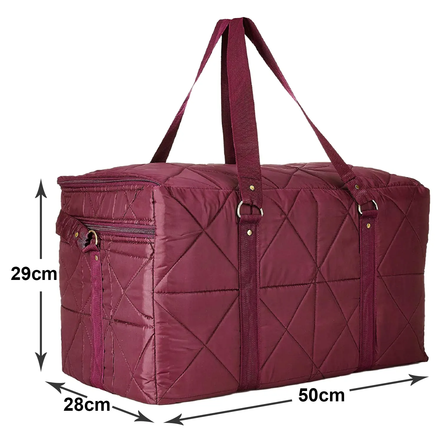 Heart Home Parachute Foldable Duffle Bag/Bag Packs With Handle For Traveling Pack of 2 (Maroon) 52HH3969