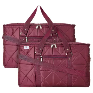 Heart Home Parachute Foldable Duffle Bag/Bag Packs With Handle For Traveling Pack of 2 (Maroon) 52HH3969