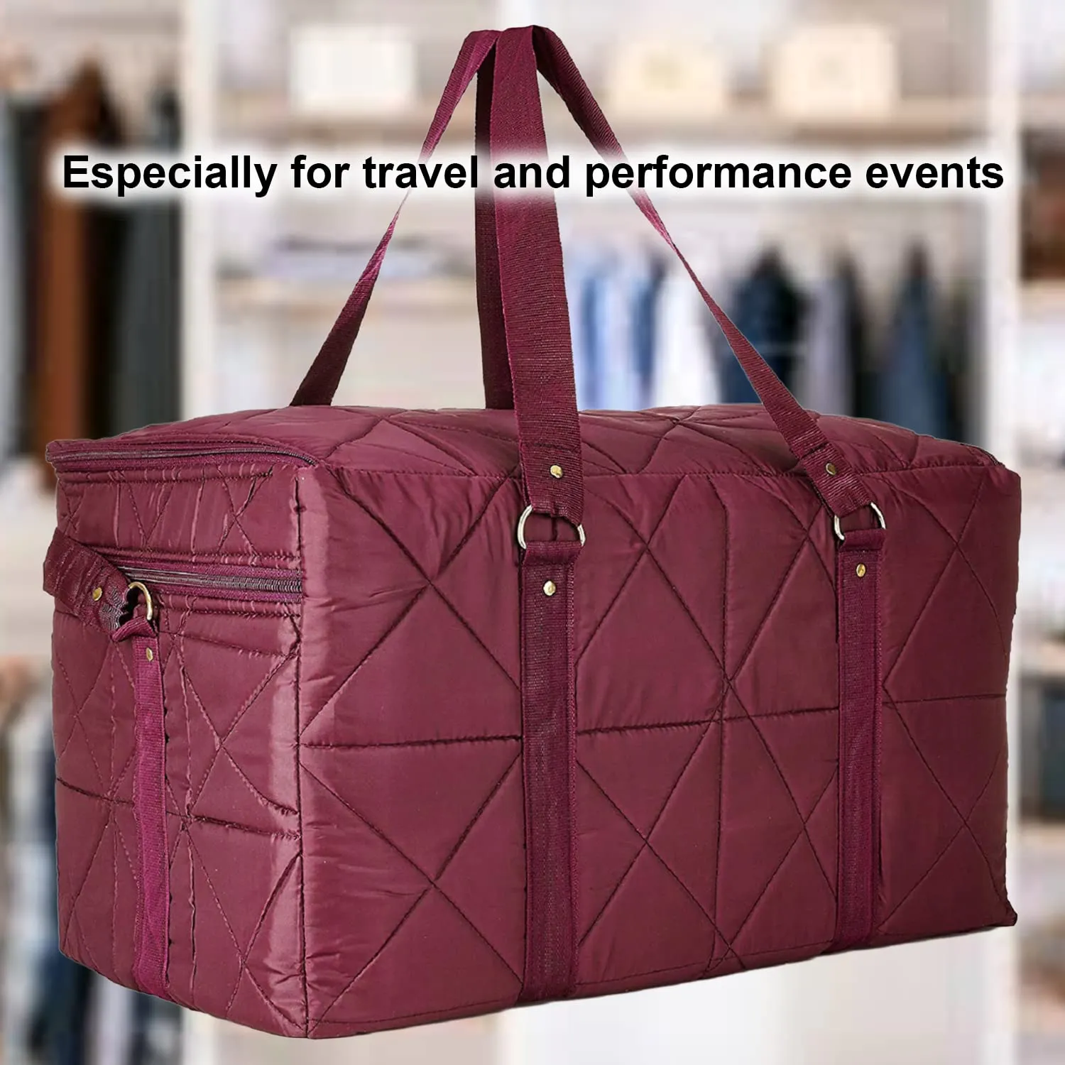 Heart Home Parachute Foldable Duffle Bag/Bag Packs With Handle For Traveling Pack of 2 (Maroon) 52HH3969