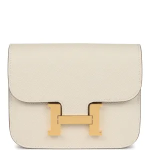 Hermes Constance Slim Wallet Craie Epsom Gold Hardware