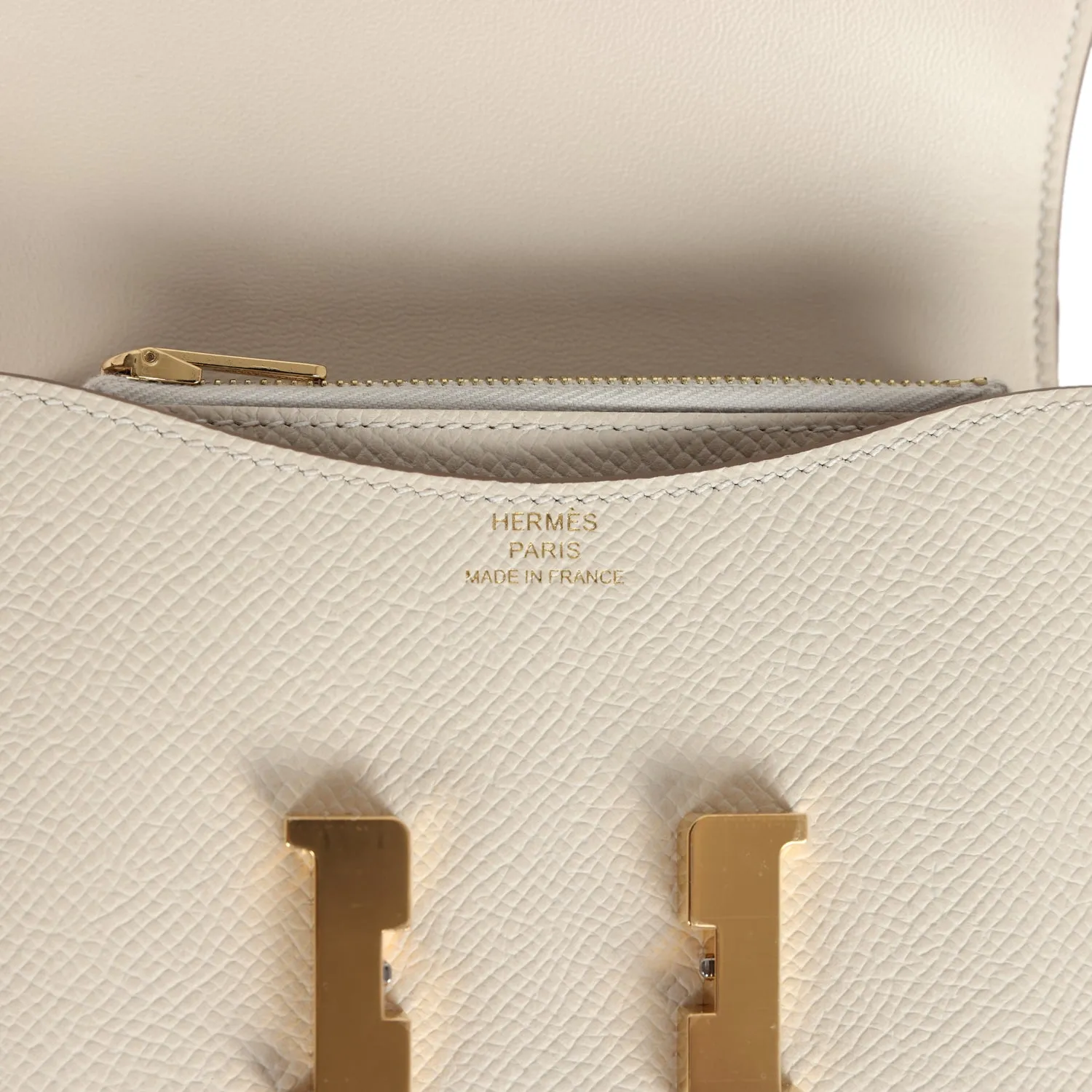 Hermes Constance Slim Wallet Craie Epsom Gold Hardware