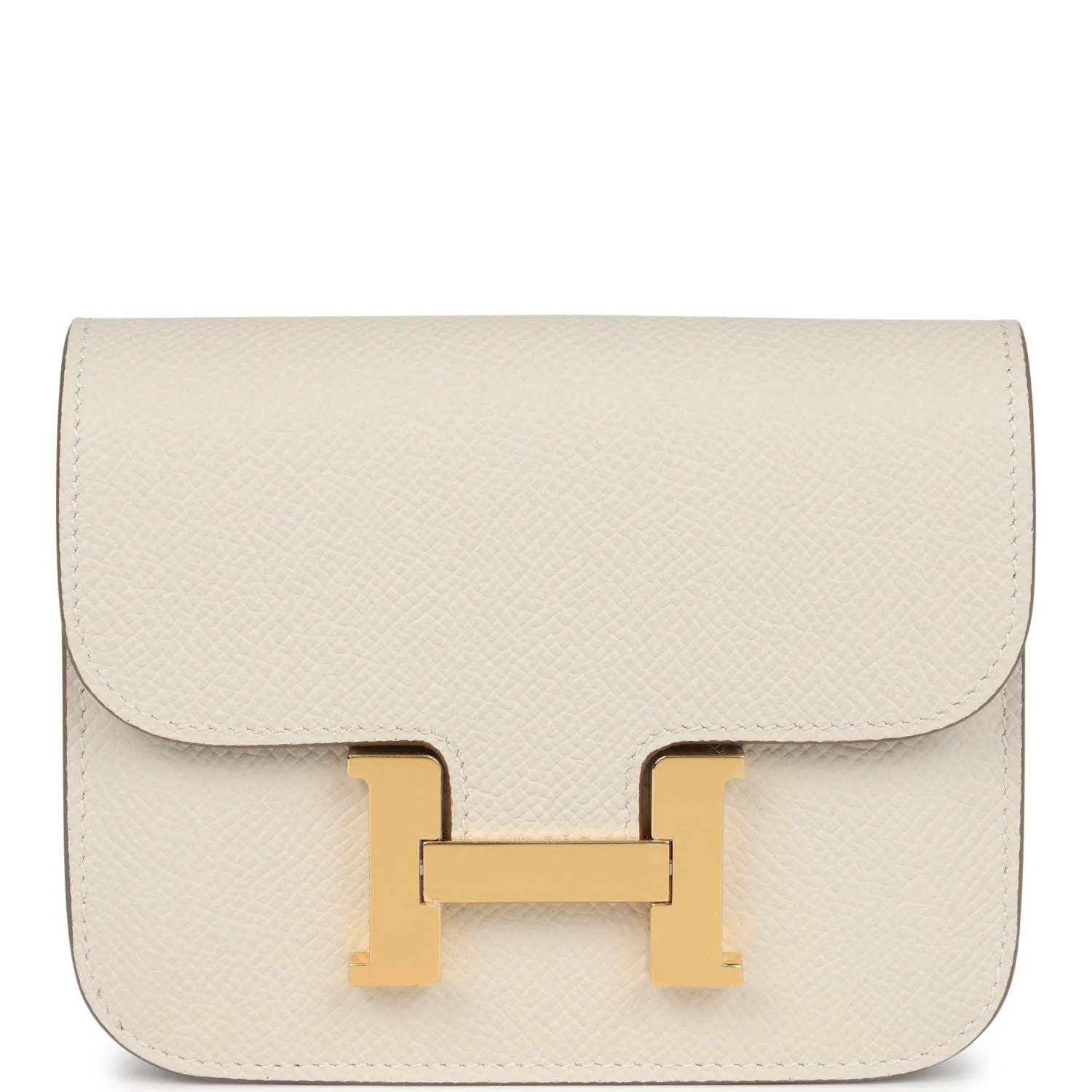 Hermes Constance Slim Wallet Craie Epsom Gold Hardware
