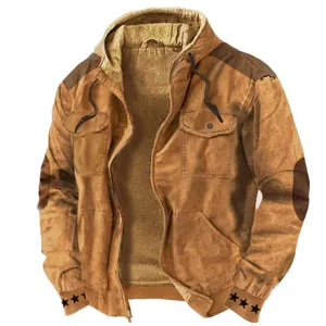 HOODED SWEATSHIRT BROWN LINING POCKET COTTON COAT