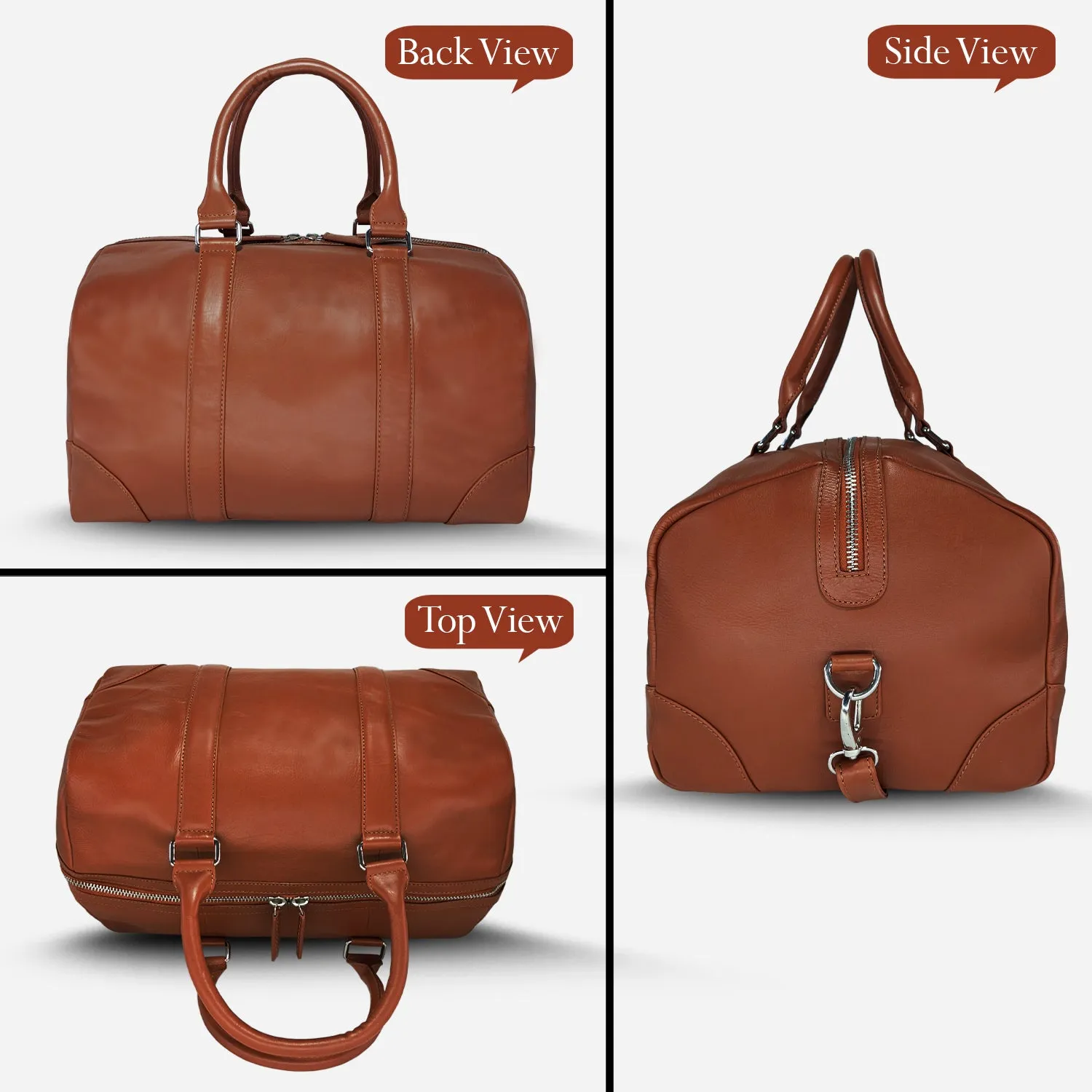 MANDAVA Genuine Leather Unisex Travel Duffel Bag, Shoulder Weekender Overnight Luggage Bag (Tan)