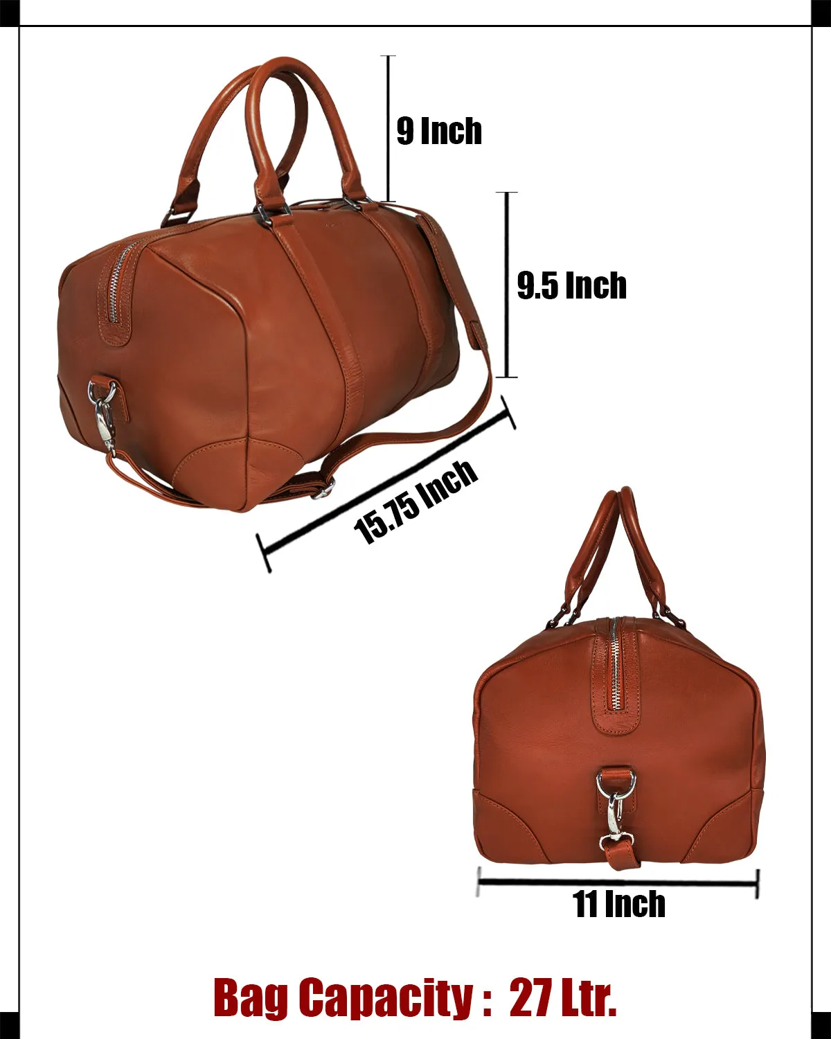 MANDAVA Genuine Leather Unisex Travel Duffel Bag, Shoulder Weekender Overnight Luggage Bag (Tan)