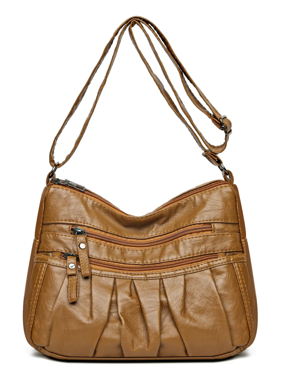 Multi-Pocket Ruched Adjustable Shoulder Bag