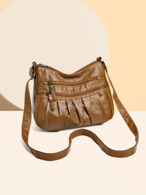 Multi-Pocket Ruched Adjustable Shoulder Bag