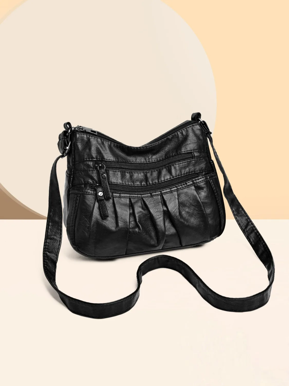 Multi-Pocket Ruched Adjustable Shoulder Bag