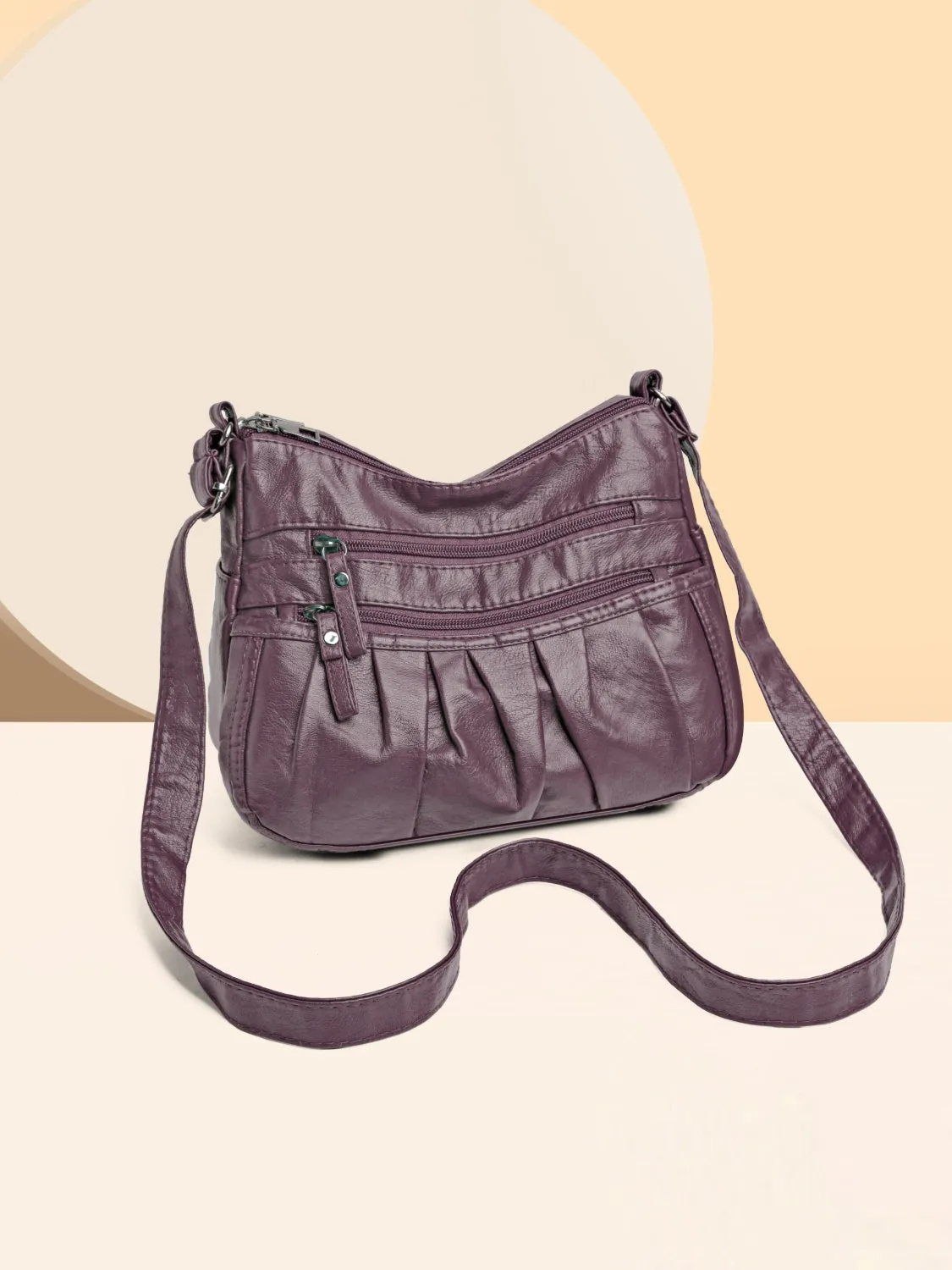 Multi-Pocket Ruched Adjustable Shoulder Bag