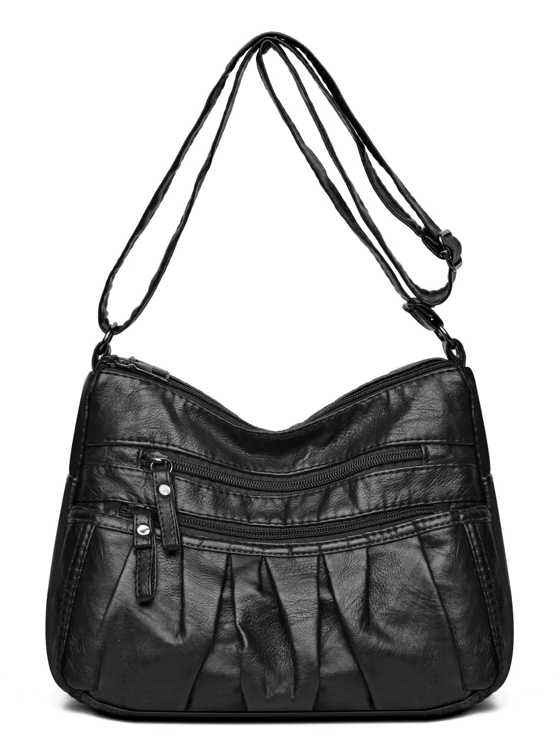 Multi-Pocket Ruched Adjustable Shoulder Bag