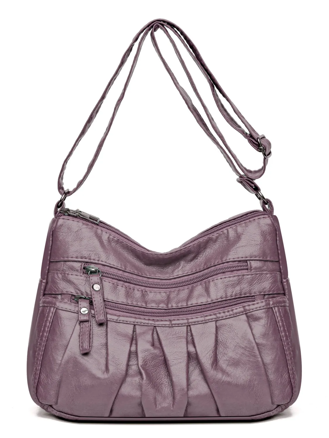 Multi-Pocket Ruched Adjustable Shoulder Bag